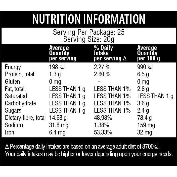 QENDA Ultimate Fibre - Nutrition-Information